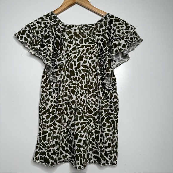 Maeve Anthropologie Catie Ruffled Sleeve T-Shirt Size Medium - Picture 7 of 8